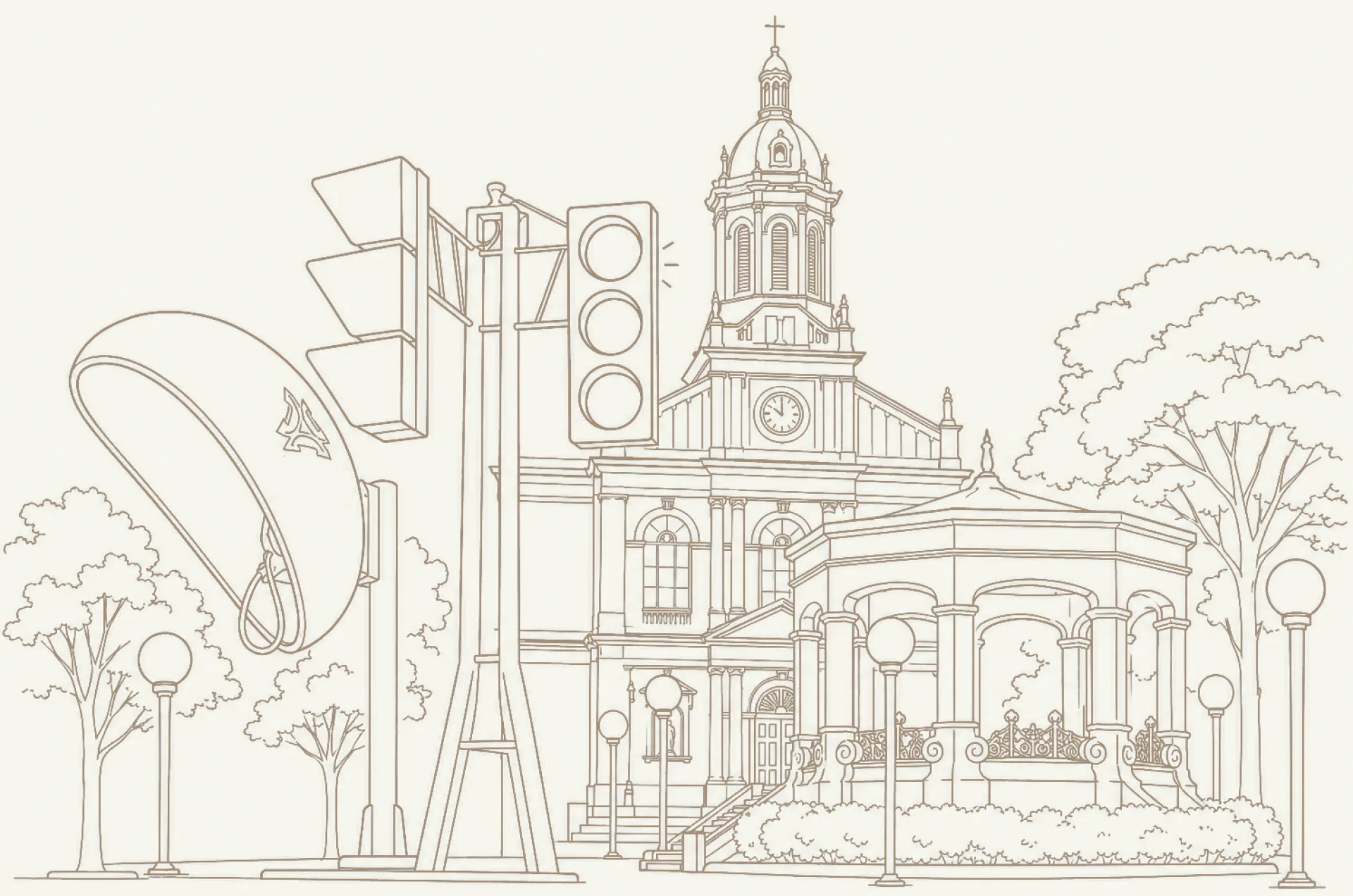 Ilustração de pontos turísticos de Itu